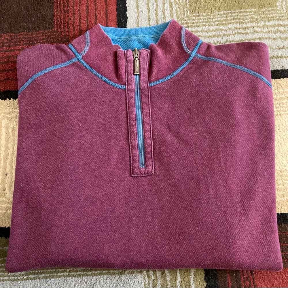Tommy Bahama Reversible Quarter Zip Sweater Mock Neck Men's Sz M